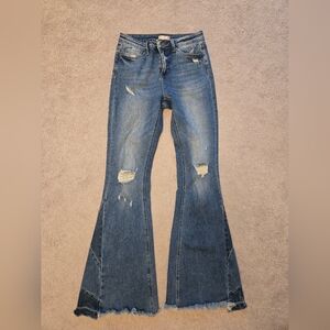 Altar'd State Distressed Blue Flare Jeans
